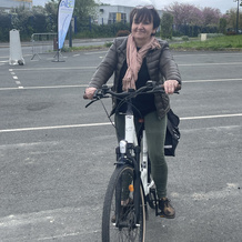 Karine lors de l’événement sur l’éco mobilité du 16 avril