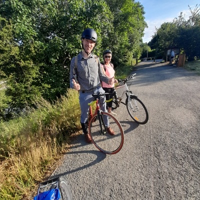 Guillaume et Isa en pleine action trajet vélo/taf
